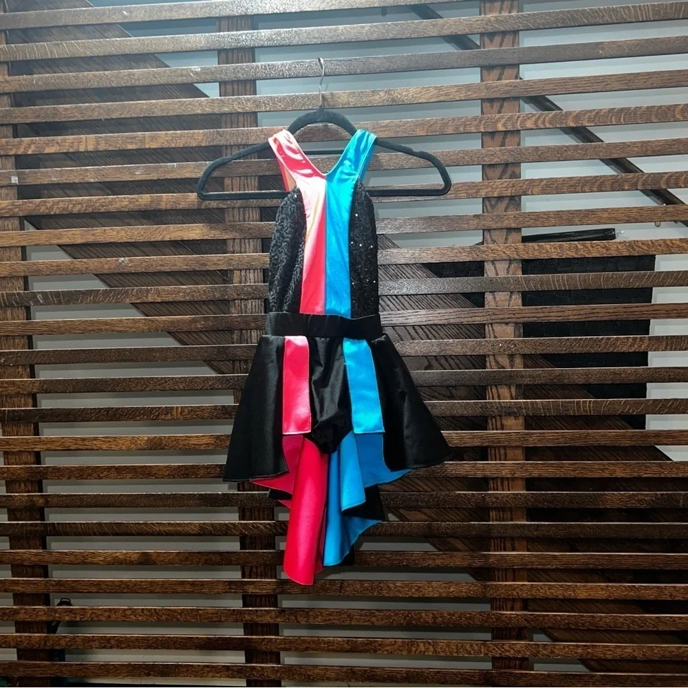 Revolution Dance costume- Think Twice-(black-pink-blue)- size MC
